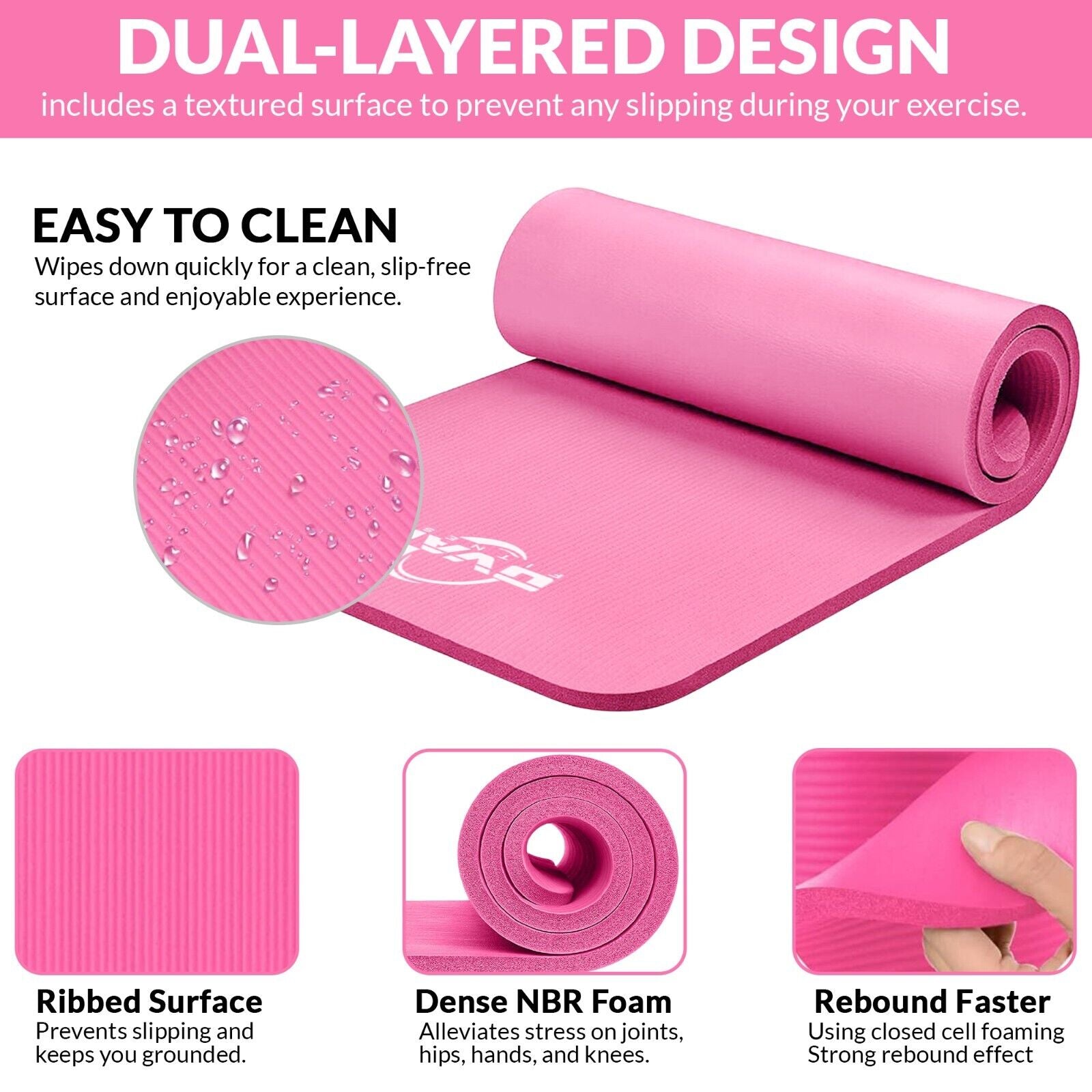 Extra Thick 15MM Non-Slip Yoga Mat for Fitness & Pilates