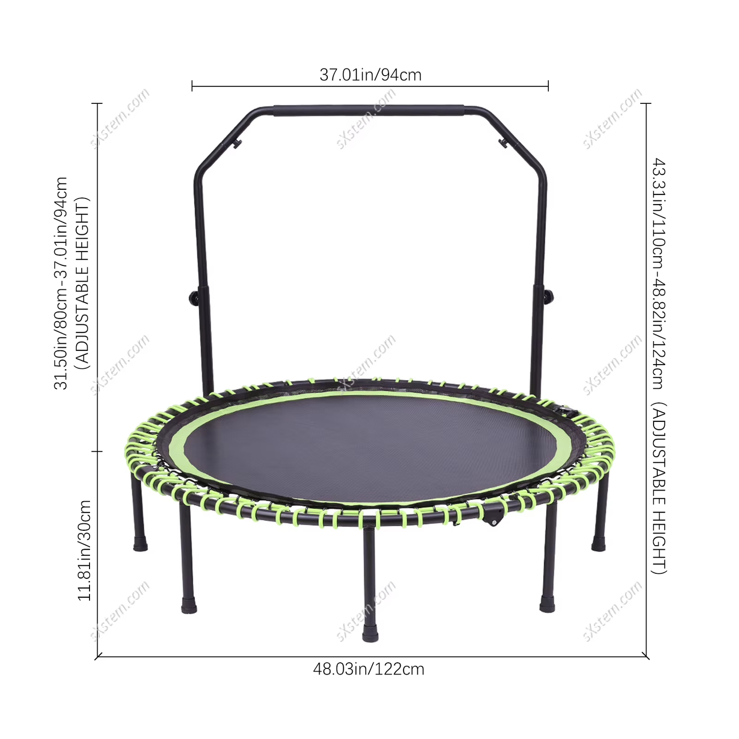Folding Fitness Trampoline with Elastic T-Armrest