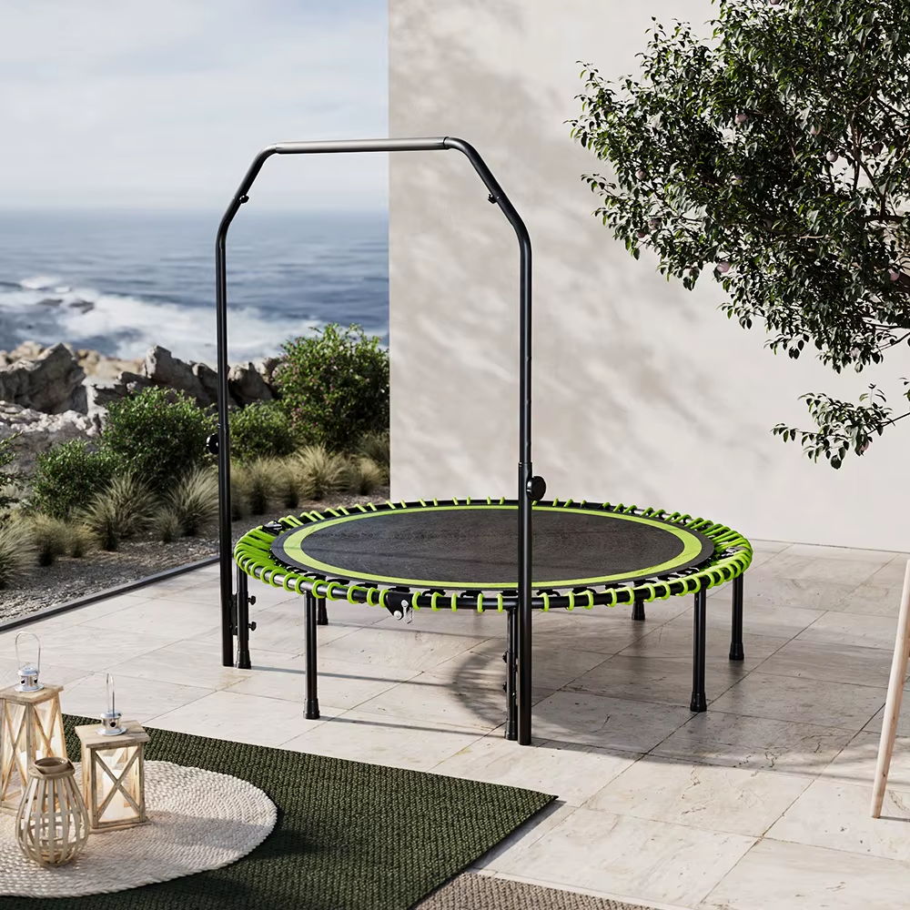 Folding Fitness Trampoline with Elastic T-Armrest