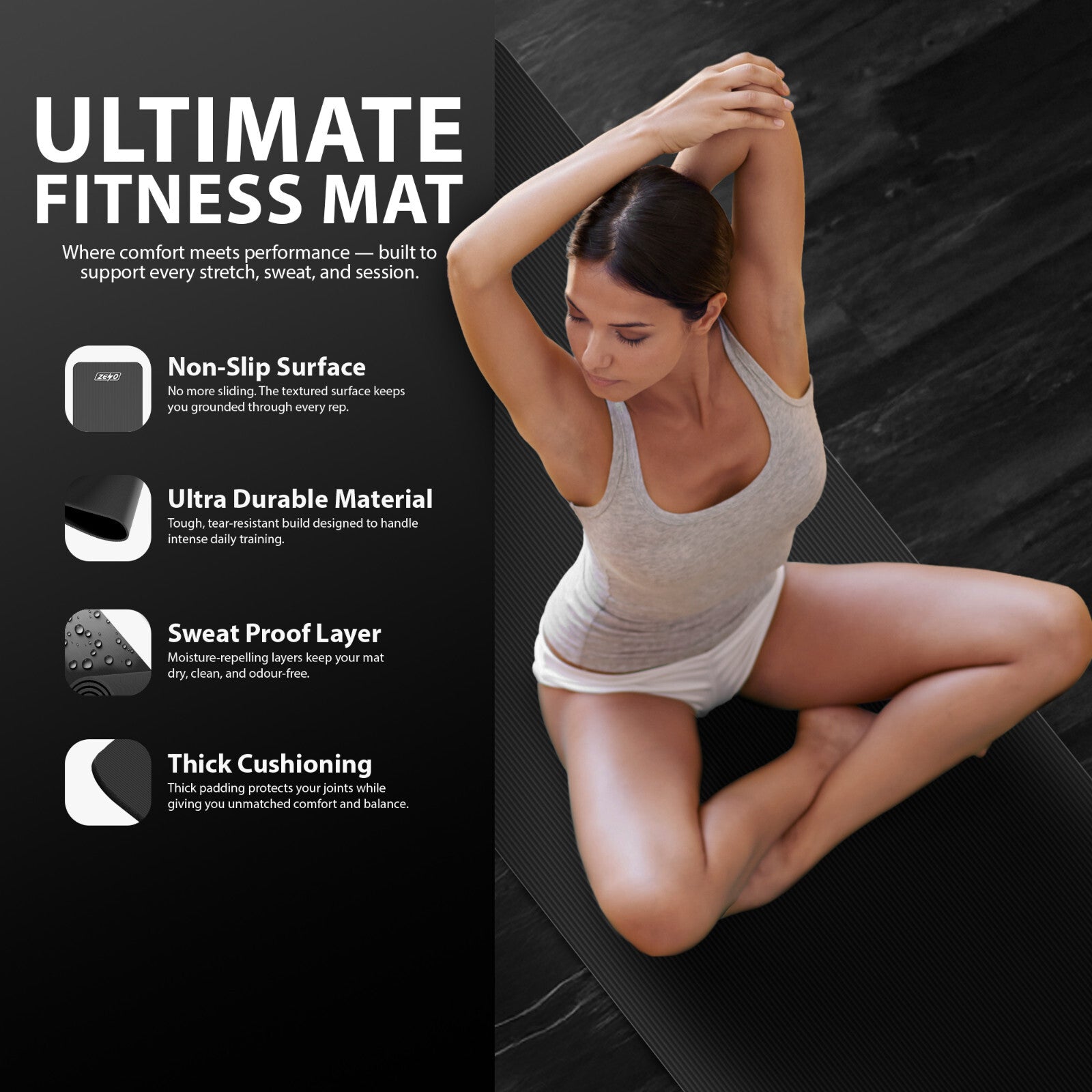 10mm Thick Non-Slip Yoga Exercise Mat