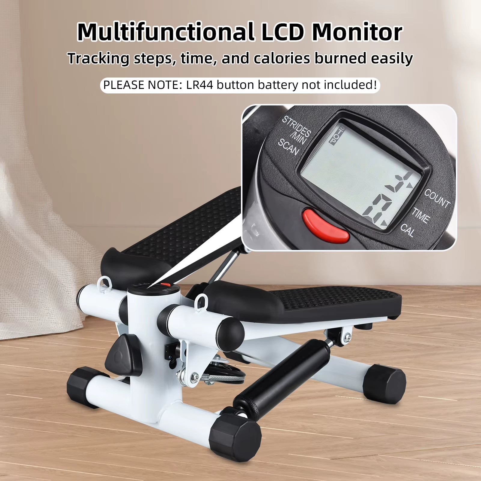 Mini Home Stepper with Resistance Bands & LCD