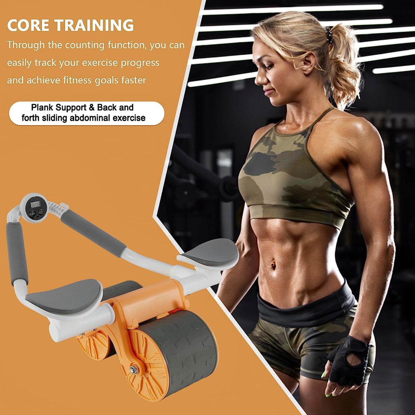 Automatic Rebound AB Roller with Elbow Support & Anti-Slip Design