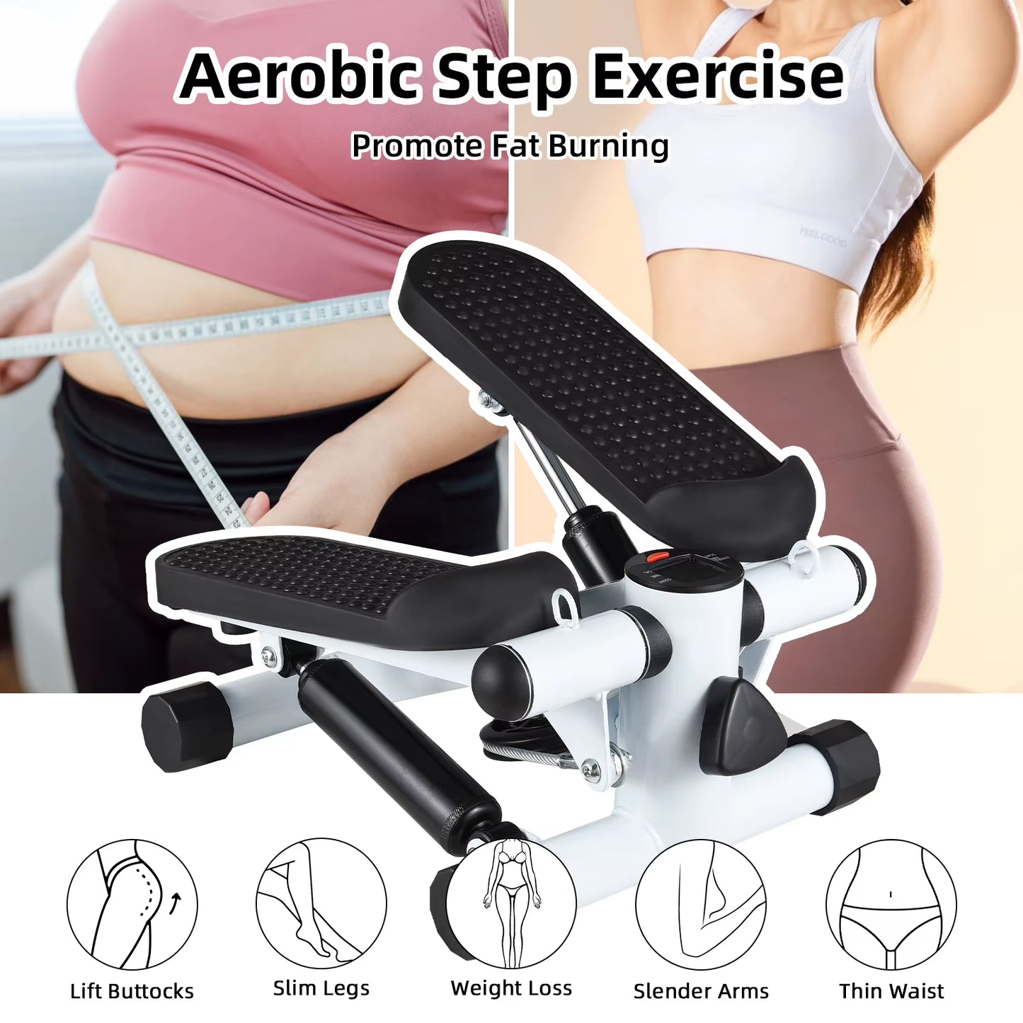 Mini Stair Stepper with Resistance Bands & LCD