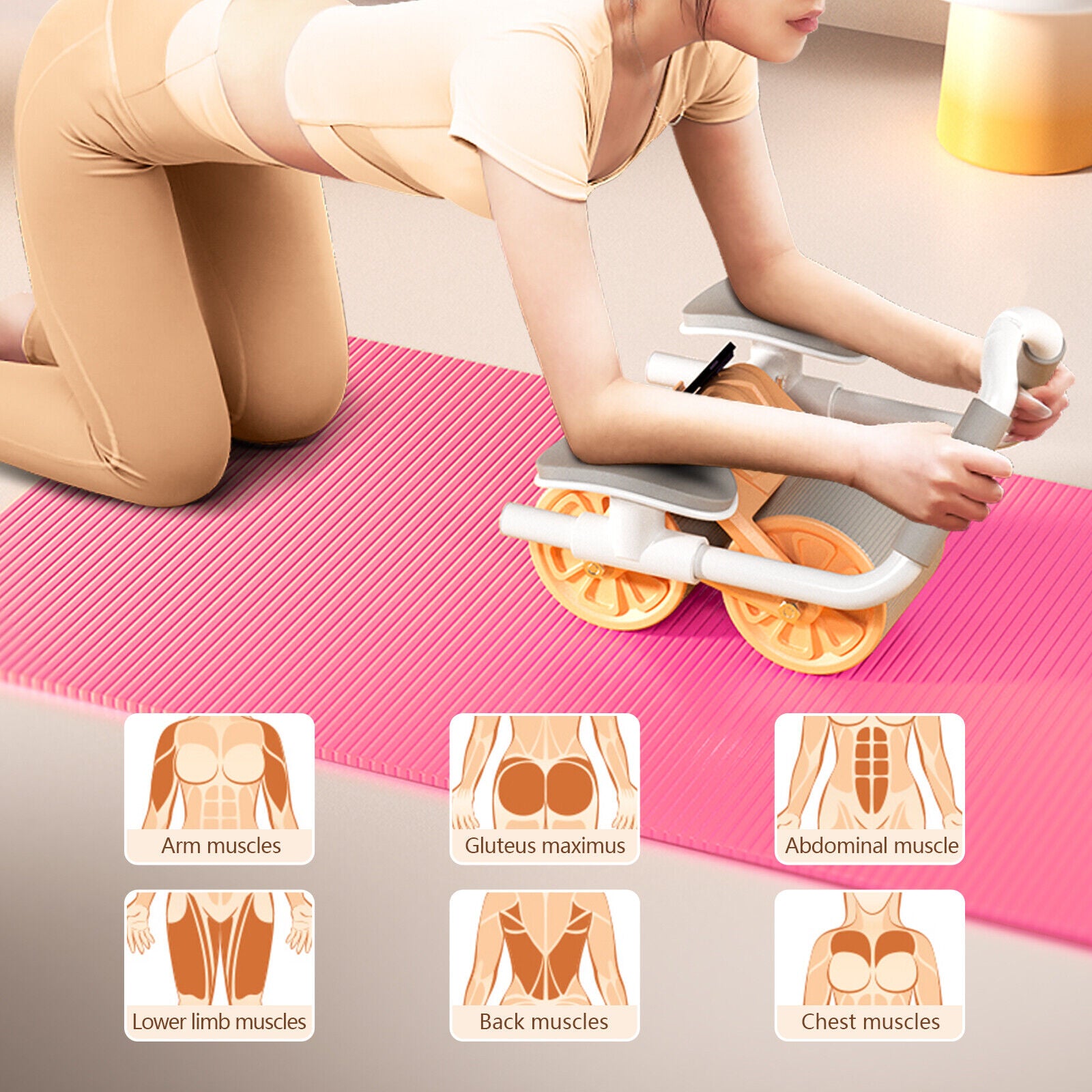 Automatic Rebound AB Roller with Elbow Support & Anti-Slip Design