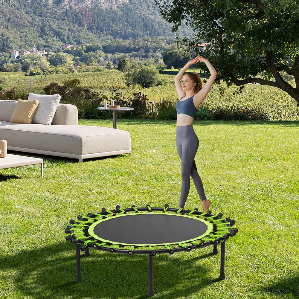 40" Black & Green Round Garden Fitness Trampoline