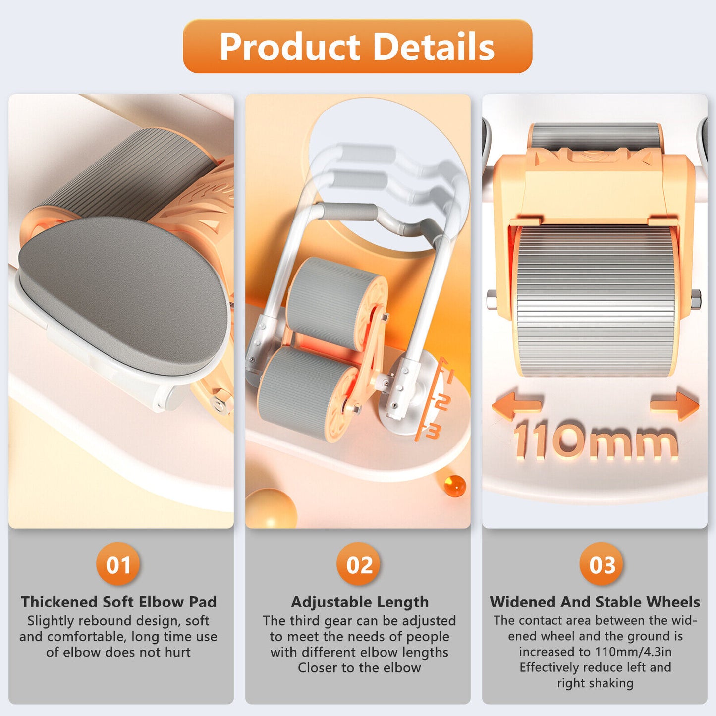 Automatic Rebound AB Roller with Elbow Support & Anti-Slip Design