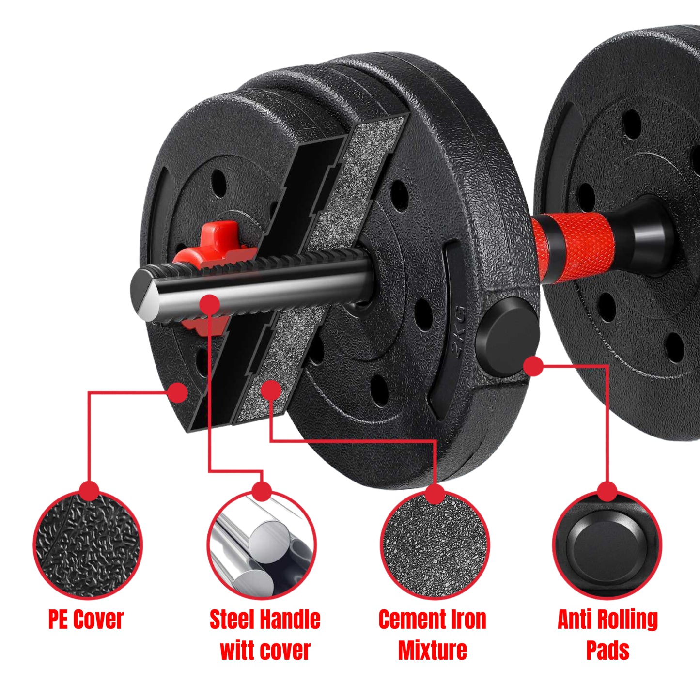 Adjustable Dumbbell & Barbell Set (20Kg/30Kg/40Kg)