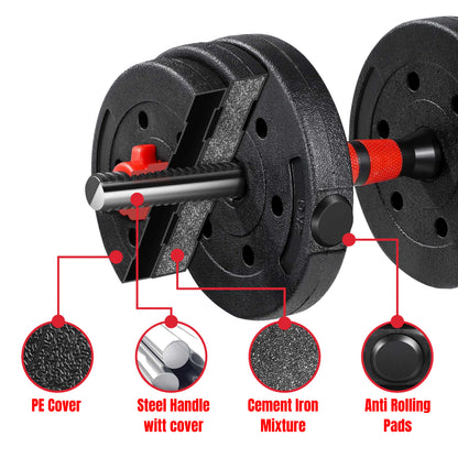 Adjustable Dumbbell & Barbell Set (20Kg/30Kg/40Kg)