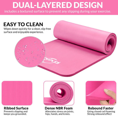 Extra Thick 15MM Non-Slip Yoga Mat for Fitness & Pilates