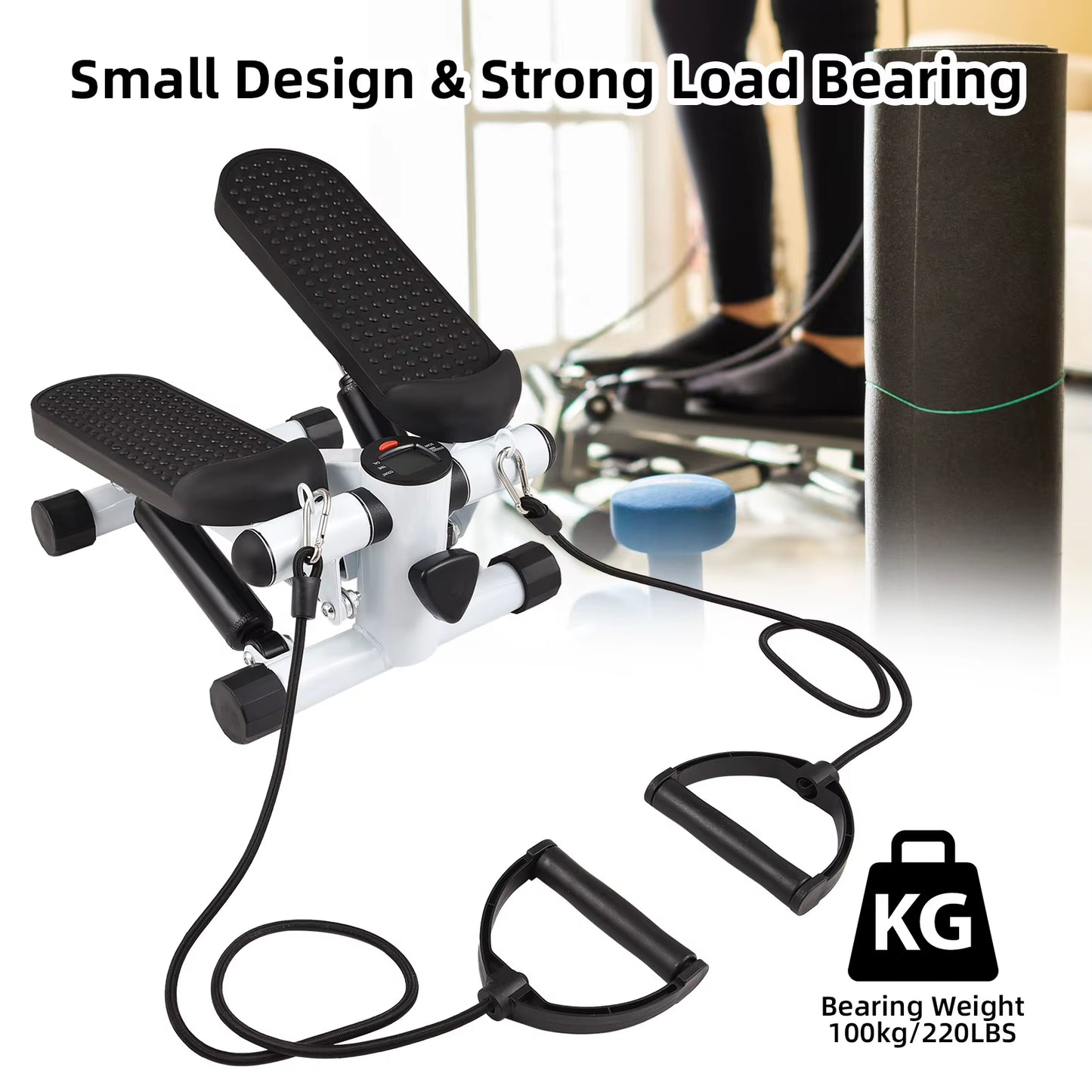 Mini Home Stepper with Resistance Bands & LCD