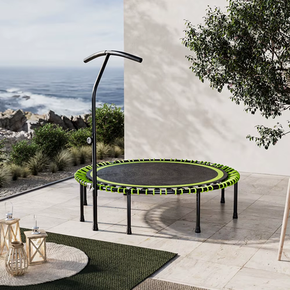Folding Fitness Trampoline with Elastic T-Armrest