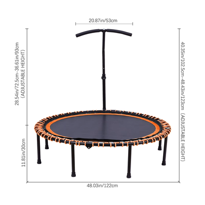 Folding Fitness Trampoline with Elastic T-Armrest