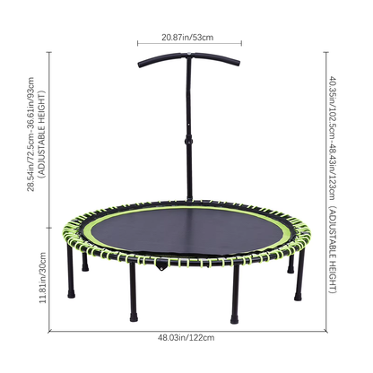 Folding Fitness Trampoline with Elastic T-Armrest