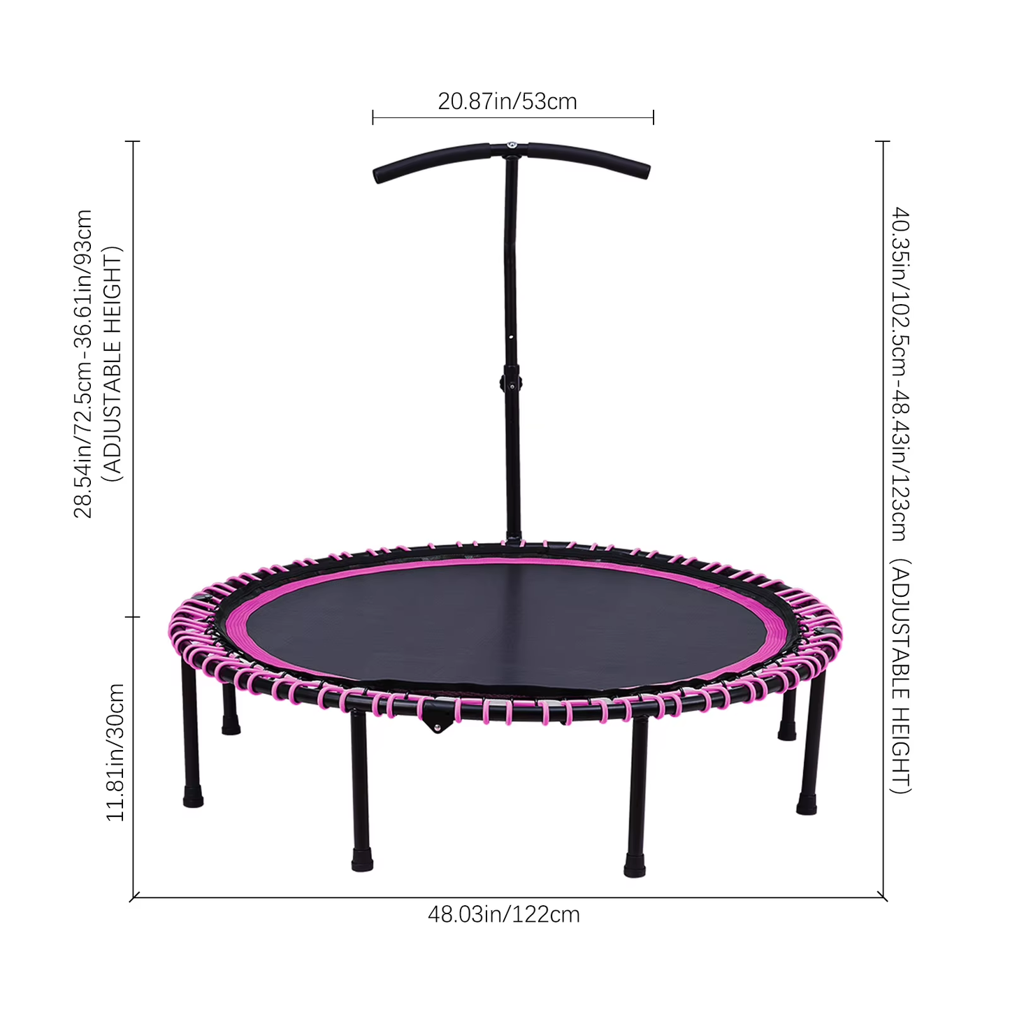 Folding Fitness Trampoline with Elastic T-Armrest
