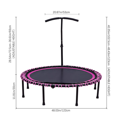 Folding Fitness Trampoline with Elastic T-Armrest