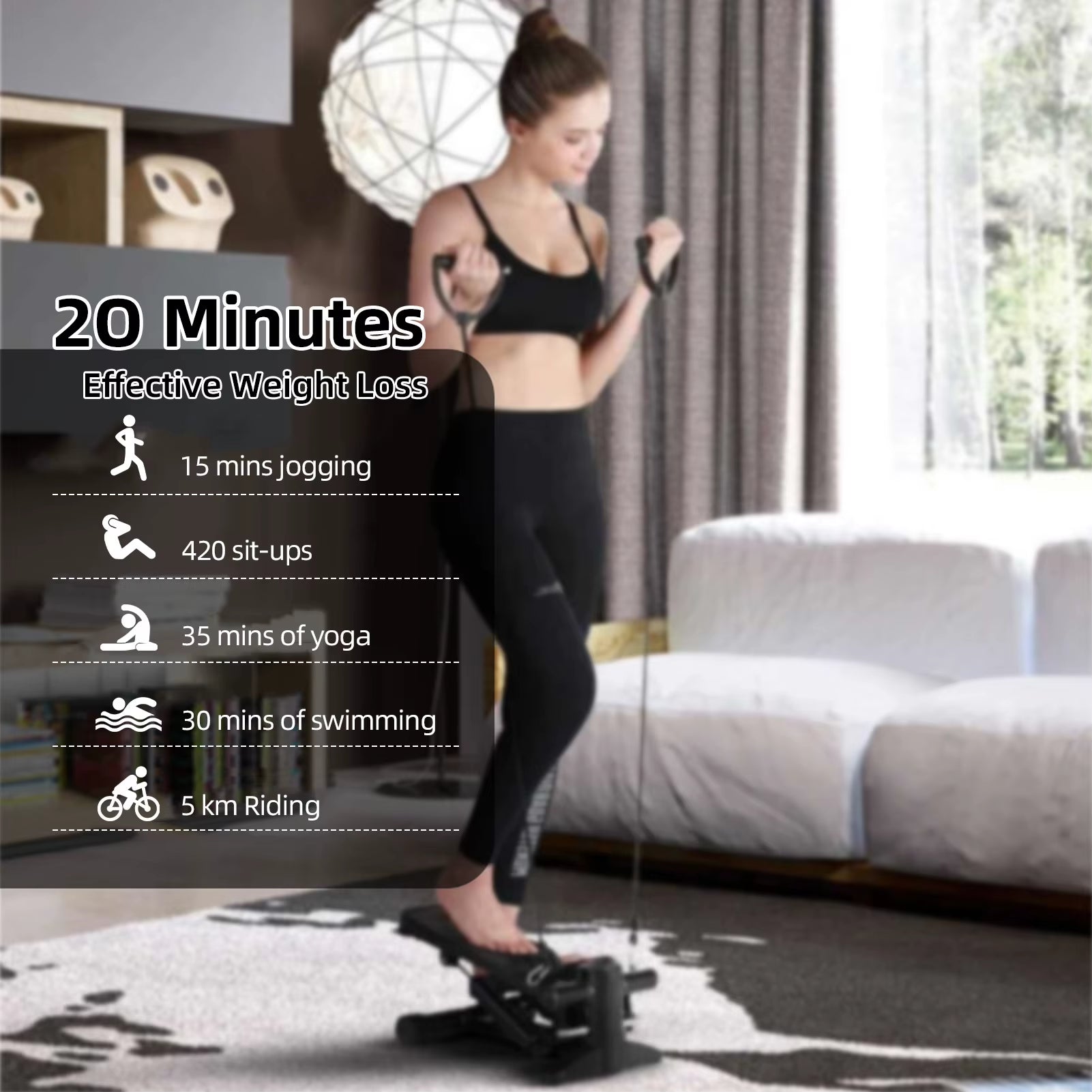 Mini Stair Stepper with Resistance Bands & LCD