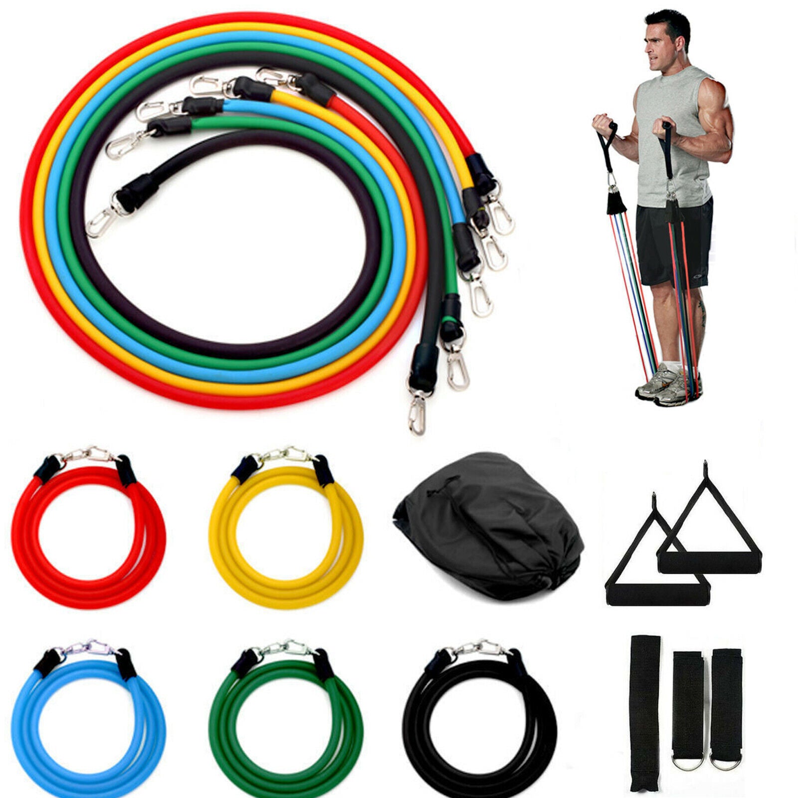 Resistance Tubes Bands Set for CrossFit & Fitness (12PCS)